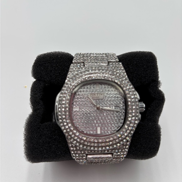 Silver Rhinestone pin it Watch party formal bling new fashion watch - Picture 1 of 5